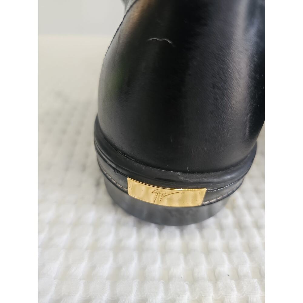 Giuseppe Zanotti Black Leather High Top Boot Sneakers Gold Zipper EU 43 - Picture 6 of 15